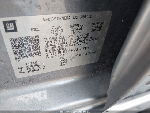 Продажа на аукционе авто 2021 Gmc Sierra 1500 4wd  Short Box At4, vin: 1GTP9EEL3MZ278798, номер лота: 45328889