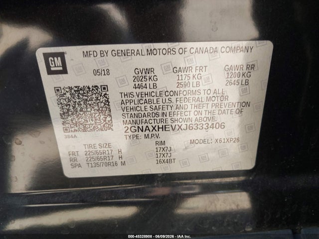 Chevrolet EQUINOX LS 2018 2GNAXHEVXJ6333406 Image 9