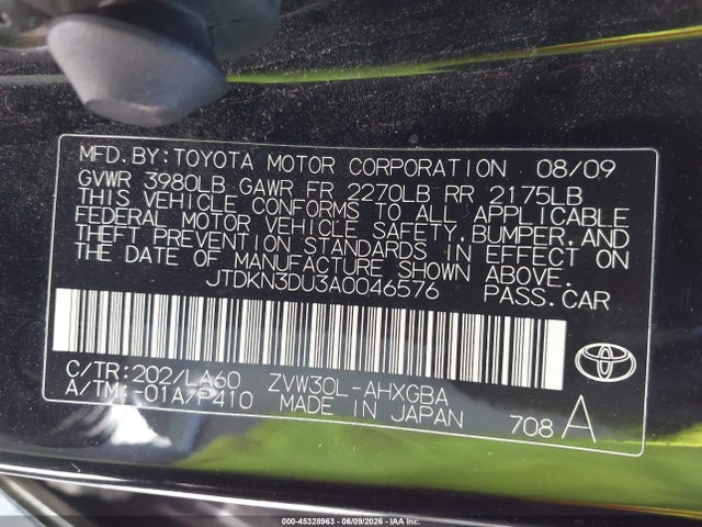 Aukcja sprzedaży 2010 Toyota Prius Iv, vin: JTDKN3DU3A0046576, numer aukcji: 45328963