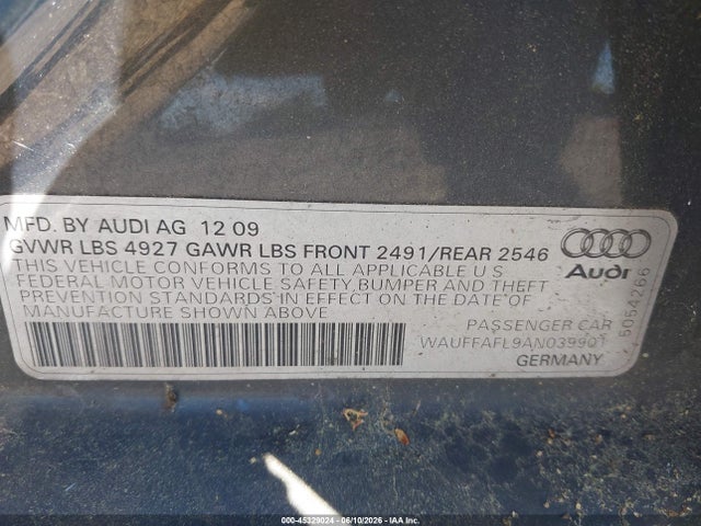 Aukcja sprzedaży 2010 Audi A4 2.0t Premium, vin: WAUFFAFL9AN039901, numer aukcji: 45329024