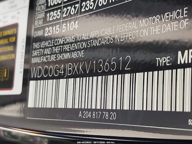 WDC0G4JBXKV136512 Mercedes-Benz GLC 300