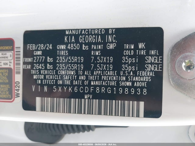 Продаж на аукціоні авто 2024 Kia Sportage X-line, vin: 5XYK6CDF8RG198938, номер лоту: 45329056
