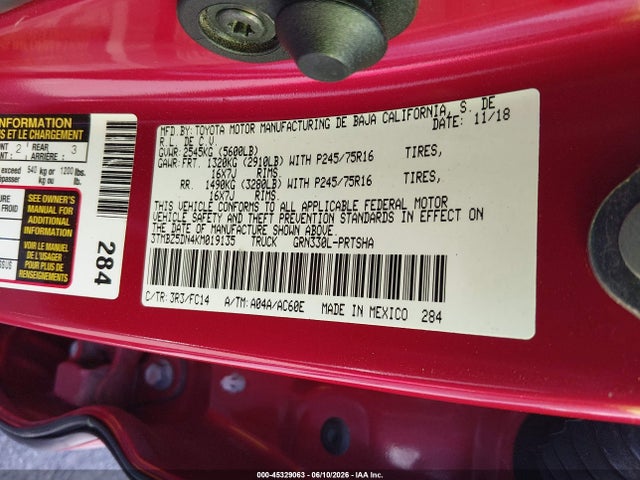 Toyota Tacoma Sr5 2019 3TMBZ5DN4KM019135 Image 9