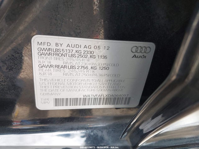 Продажа на аукционе авто 2013 Audi Allroad 2.0t Premium, vin: WA1VFAFLXDA064097, номер лота: 45329073