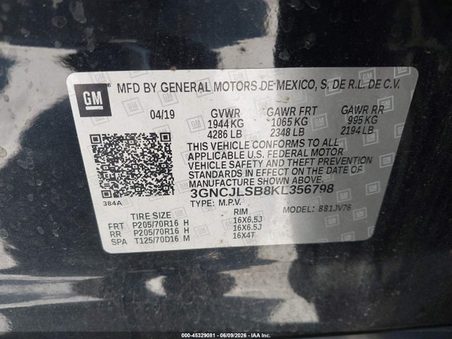 Chevrolet Trax Lt 2019 3GNCJLSB8KL356798 Image 9