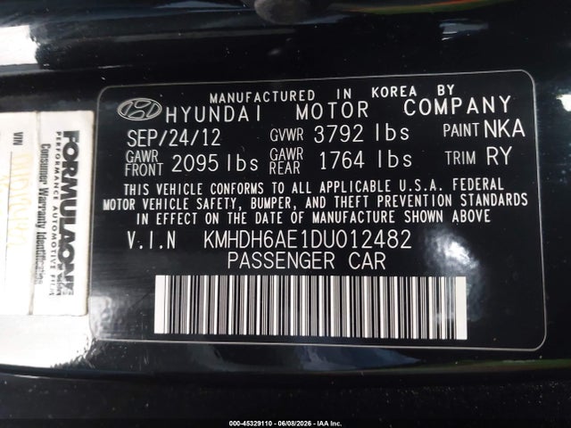 Aukcja sprzedaży 2013 Hyundai Elantra Se, vin: KMHDH6AE1DU012482, numer aukcji: 45329110