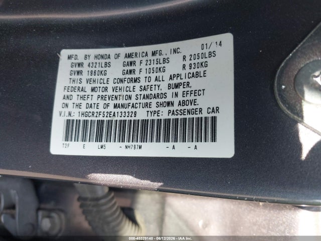 Продажа на аукционе авто 2014 Honda Accord Sport, vin: 1HGCR2F52EA133329, номер лота: 45329140