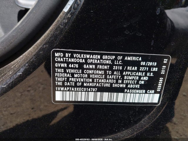Volkswagen Passat 2.5l S 2014 1VWAP7A3XEC014797 Image 9