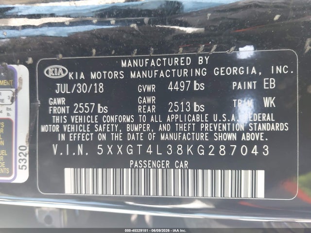 KIA Optima S 2019 5XXGT4L38KG287043 Image 9