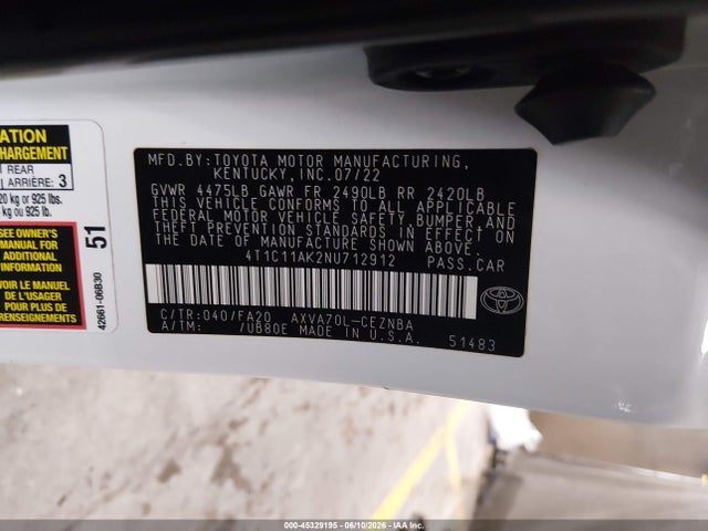 Toyota CAMRY LE 2022 4T1C11AK2NU712912 Image 9
