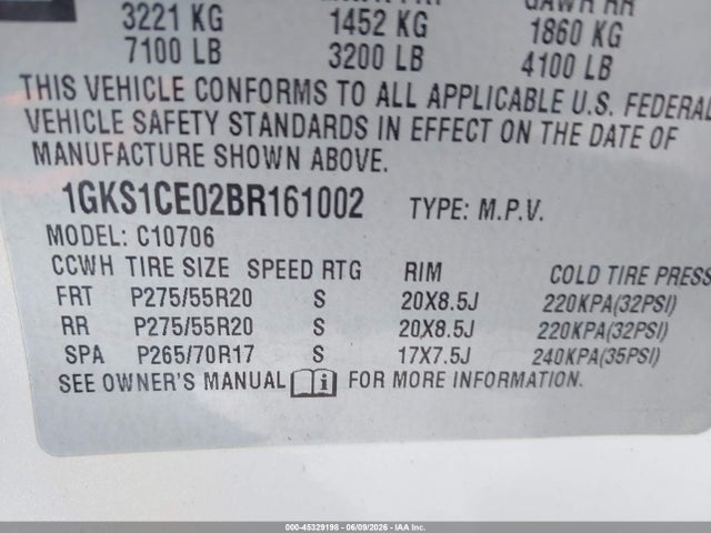Aukcja sprzedaży 2011 Gmc Yukon Slt, vin: 1GKS1CE02BR161002, numer aukcji: 45329198