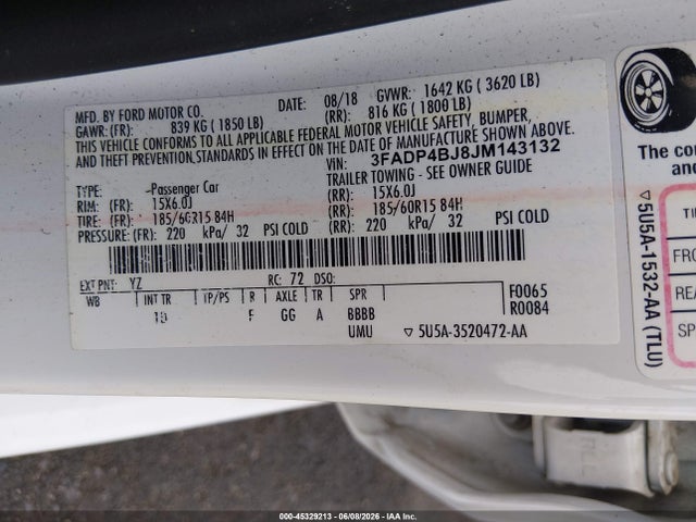 Ford FIESTA SE 2018 3FADP4BJ8JM143132 Image 9