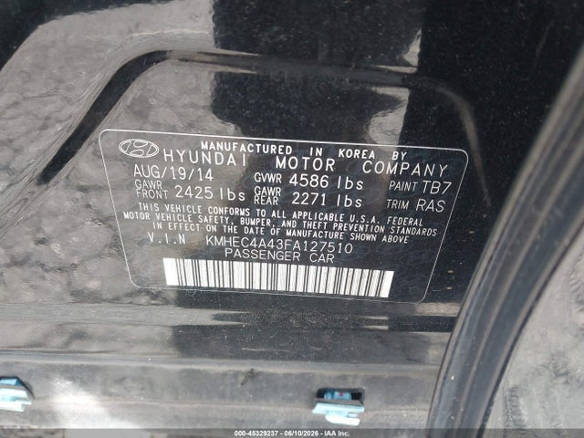 KMHEC4A43FA127510 Hyundai Sonata Hybrid Limited