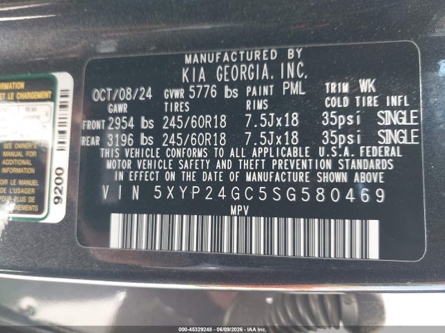 KIA Telluride Lx 2025 5XYP24GC5SG580469 Image 9