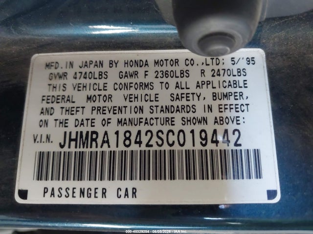 Aukcja sprzedaży 1995 Honda Odyssey Lx/ex, vin: JHMRA1842SC019442, numer aukcji: 45329254