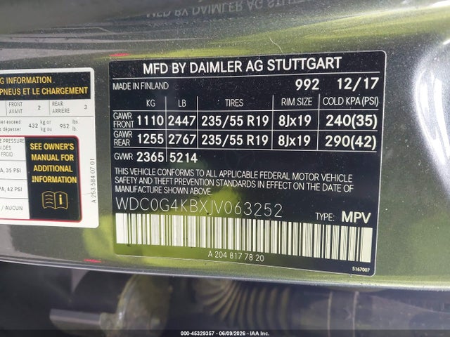 WDC0G4KBXJV063252 Mercedes-Benz Glc 300 4matic