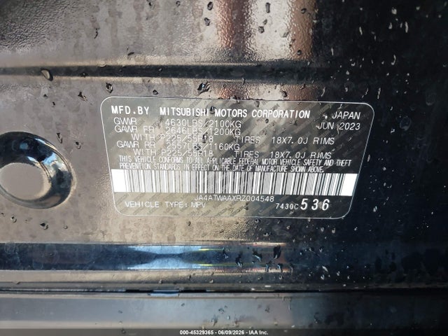 2024 Mitsubishi Eclipse Cross Se S-awc მანქანა იყიდება აუქციონზე, vin: JA4ATWAAXRZ004548, აუქციონის ნომერი: 45329365