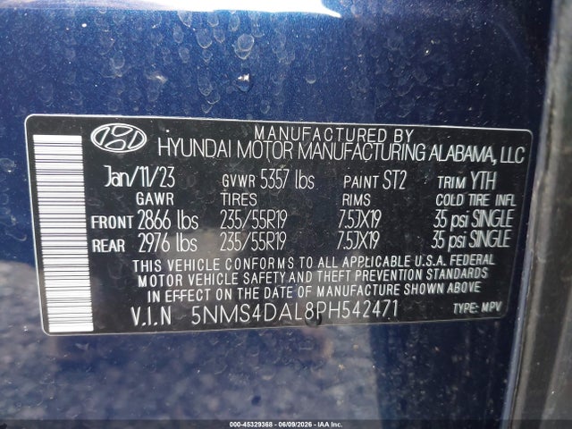 Hyundai Santa Fe Limited 2023 5NMS4DAL8PH542471 Image 9