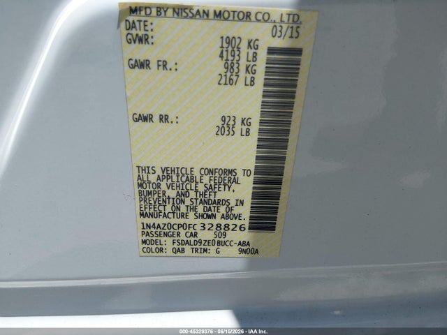 Nissan LEAF SV 2015 1N4AZ0CP0FC328826 Image 9