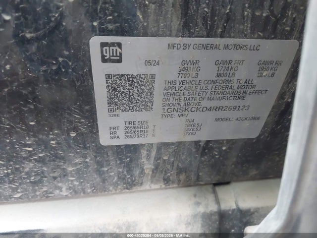 Продажа на аукционе авто 2024 Chevrolet Suburban 4wd Lt, vin: 1GNSKCKD4RR269123, номер лота: 45329384