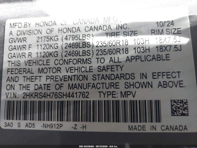Honda Cr-v Ex-l Awd 2025 2HKRS4H76SH441762 Image 9