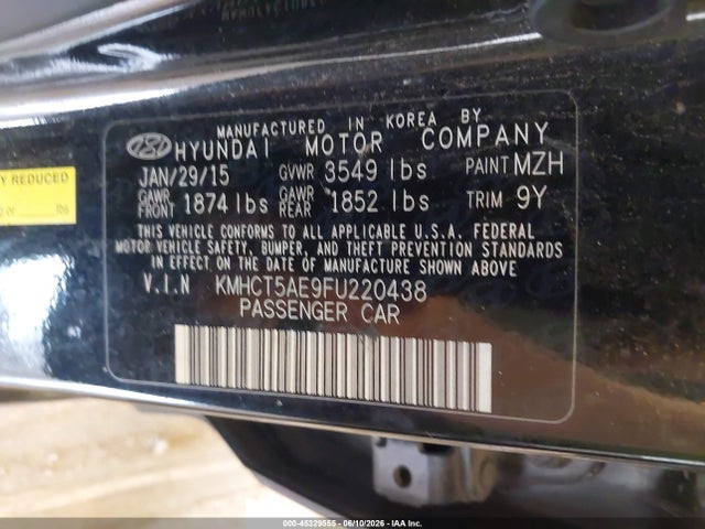 Продажа на аукционе авто 2015 Hyundai Accent Gs, vin: KMHCT5AE9FU220438, номер лота: 45329555