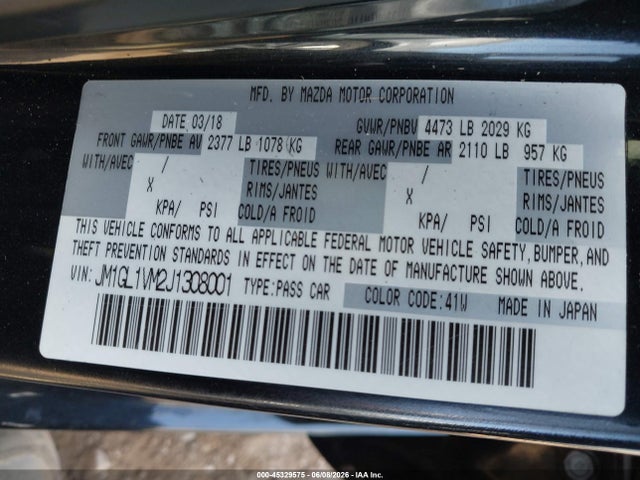 Mazda Mazda6 Touring 2018 JM1GL1VM2J1308001 Image 9
