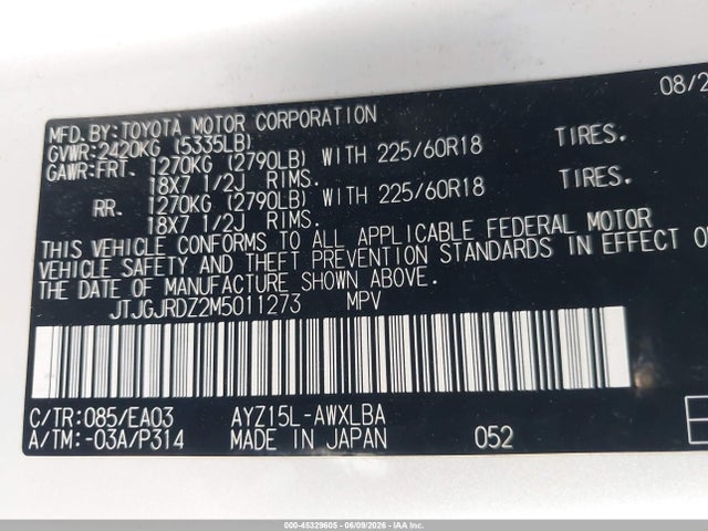 Aukcja sprzedaży 2021 Lexus Nx 300h, vin: JTJGJRDZ2M5011273, numer aukcji: 45329605