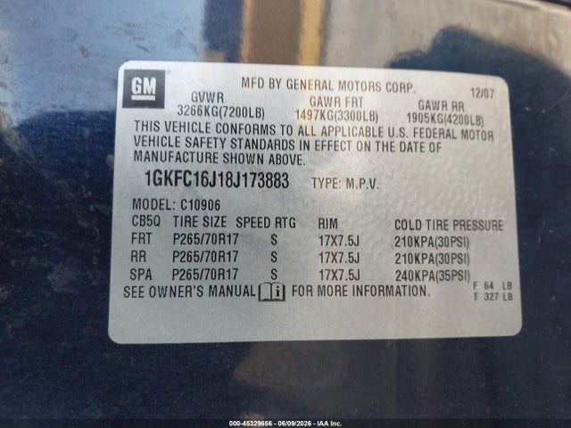 Продажа на аукционе авто 2008 Gmc Yukon Xl 1500 Sle, vin: 1GKFC16J18J173883, номер лота: 45329656
