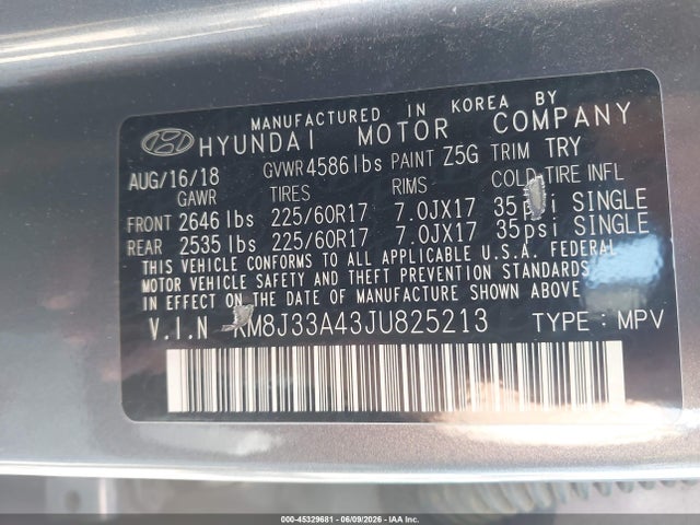 Hyundai Tucson Sel Plus 2018 KM8J33A43JU825213 Image 9