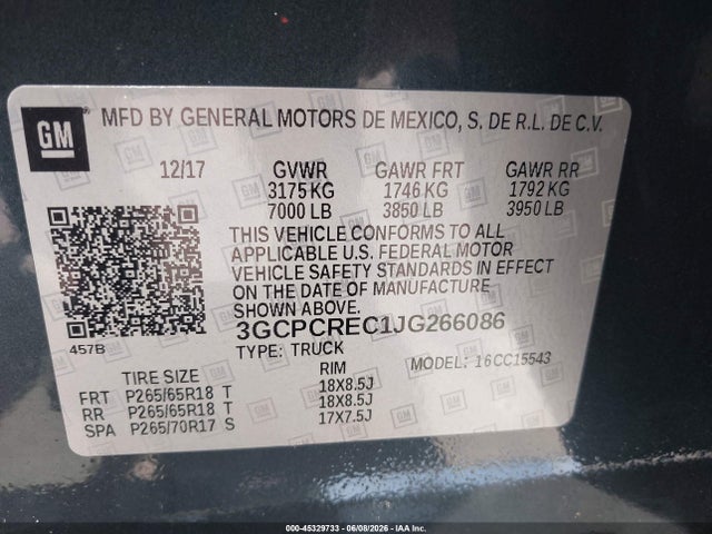 Chevrolet Silverado 1500 1lt 2018 3GCPCREC1JG266086 Image 9