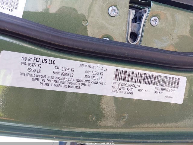 45329742 :رقم المزاد ، 2C3CDXGJ6KH646770 vin ، 2019 Dodge Charger Scat Pack Rwd مزاد بيع