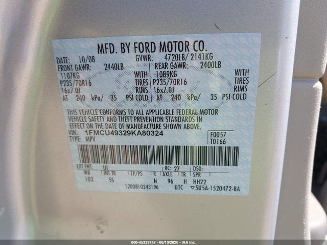 Aukcja sprzedaży 2009 Ford Escape Hybrid Limited, vin: 1FMCU49329KA80324, numer aukcji: 45329747