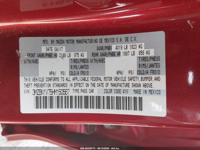 Mazda Mazda3 Touring 2017 3MZBN1V75HM150567 Image 9