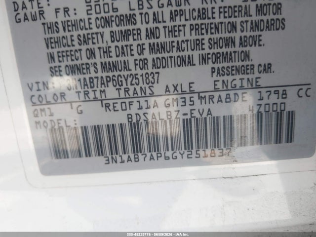 3N1AB7AP6GY251837 Nissan SENTRA S