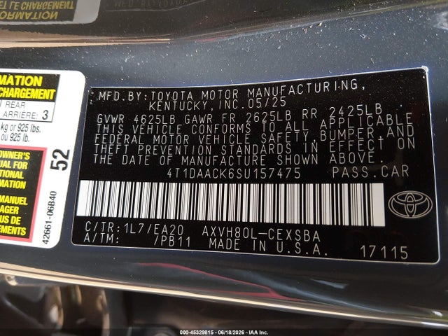 Toyota CAMRY SE 2025 4T1DAACK6SU157475 Image 9