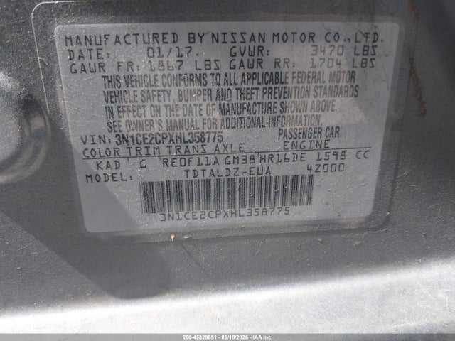 Aukcja sprzedaży 2017 Nissan Versa Note Sv, vin: 3N1CE2CPXHL358775, numer aukcji: 45329851
