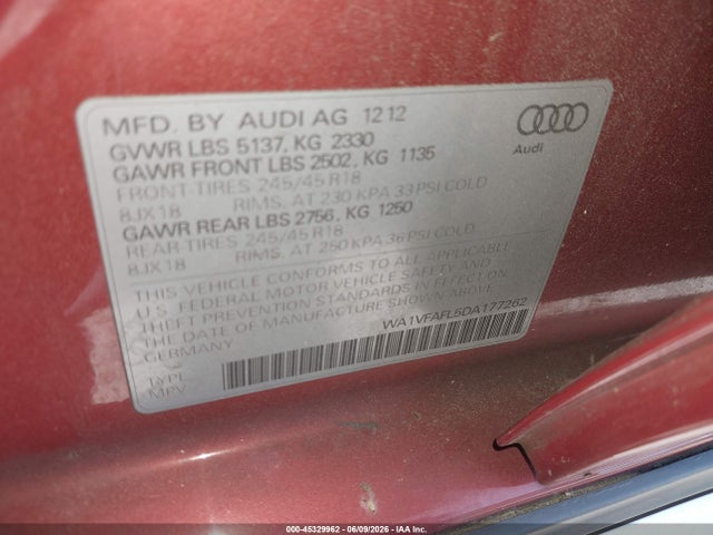 Aukcja sprzedaży 2013 Audi Allroad 2.0t Premium, vin: WA1VFAFL5DA177262, numer aukcji: 45329962