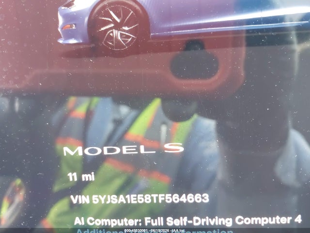 2026 Tesla Model S All-wheel Drive მანქანა იყიდება აუქციონზე, vin: 5YJSA1E58TF564663, აუქციონის ნომერი: 45330001