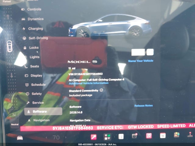 2026 Tesla Model S All-wheel Drive მანქანა იყიდება აუქციონზე, vin: 5YJSA1E58TF564663, აუქციონის ნომერი: 45330001