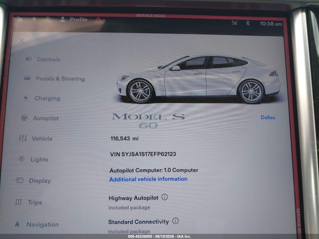 Aukcja sprzedaży 2014 Tesla Model S, vin: 5YJSA1S17EFP62123, numer aukcji: 45330005