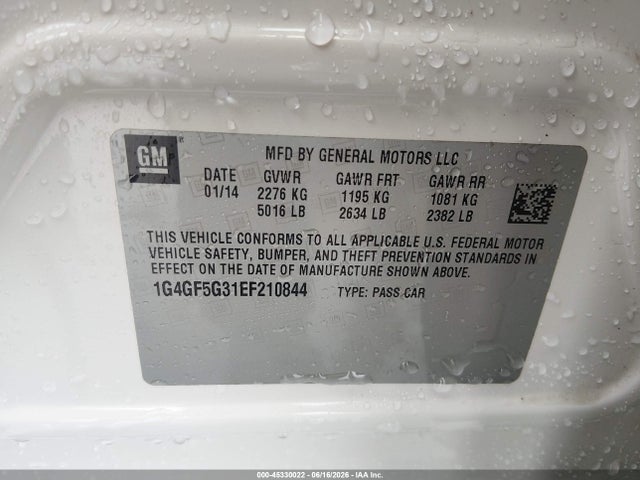 Продажа на аукционе авто 2014 Buick Lacrosse Premium Ii Group, vin: 1G4GF5G31EF210844, номер лота: 45330022
