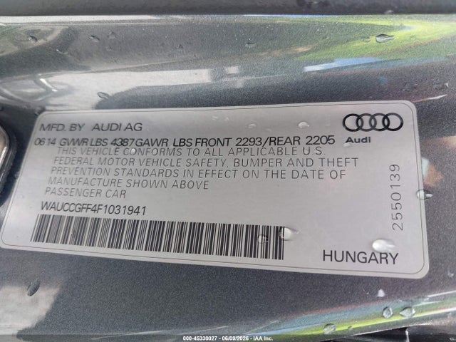 45330027 :رقم المزاد ، WAUCCGFF4F1031941 vin ، 2015 Audi A3 1.8t Premium مزاد بيع
