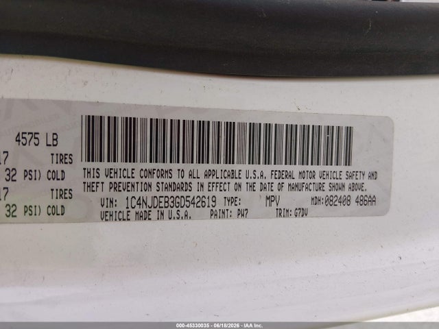 Jeep Compass Latitude 2016 1C4NJDEB3GD542619 Image 9