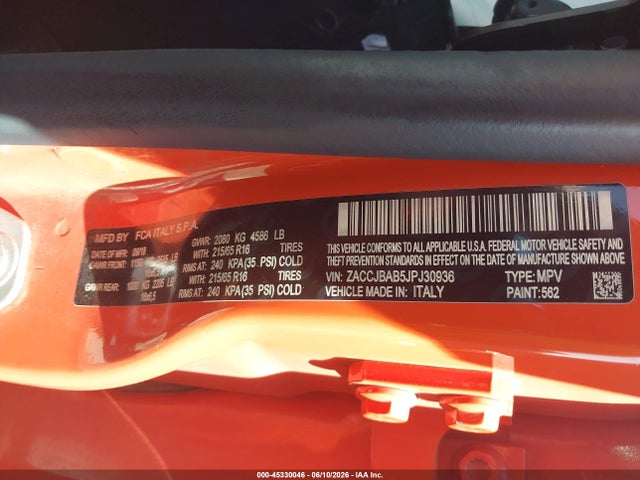 Продаж на аукціоні авто 2018 Jeep Renegade Sport 4x4, vin: ZACCJBAB5JPJ30936, номер лоту: 45330046