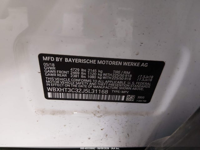 Продаж на аукціоні авто 2018 Bmw X1 Xdrive28i, vin: WBXHT3C32J5L31168, номер лоту: 45330062