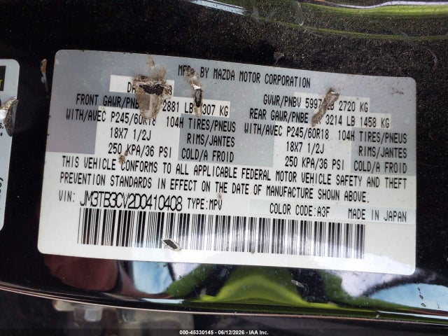 Aukcja sprzedaży 2013 Mazda Cx-9 Touring, vin: JM3TB3CV2D0410408, numer aukcji: 45330145