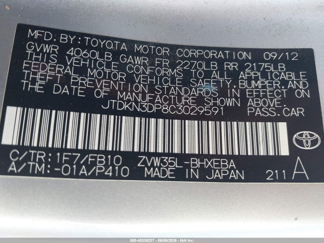 Продаж на аукціоні авто 2012 Toyota Prius Plug-in, vin: JTDKN3DP8C3029591, номер лоту: 45330227