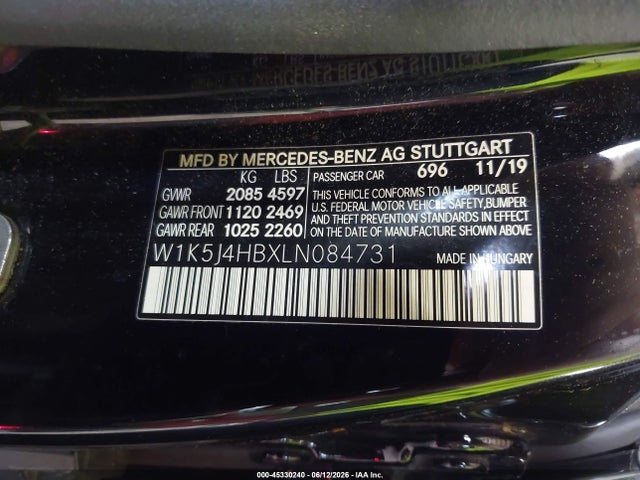 Продаж на аукціоні авто 2020 Mercedes-benz Cla 250 4matic, vin: W1K5J4HBXLN084731, номер лоту: 45330240
