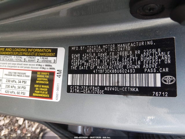 Aukcja sprzedaży 2011 Toyota Camry Le, vin: 4T1BF3EK8BU602493, numer aukcji: 45330291